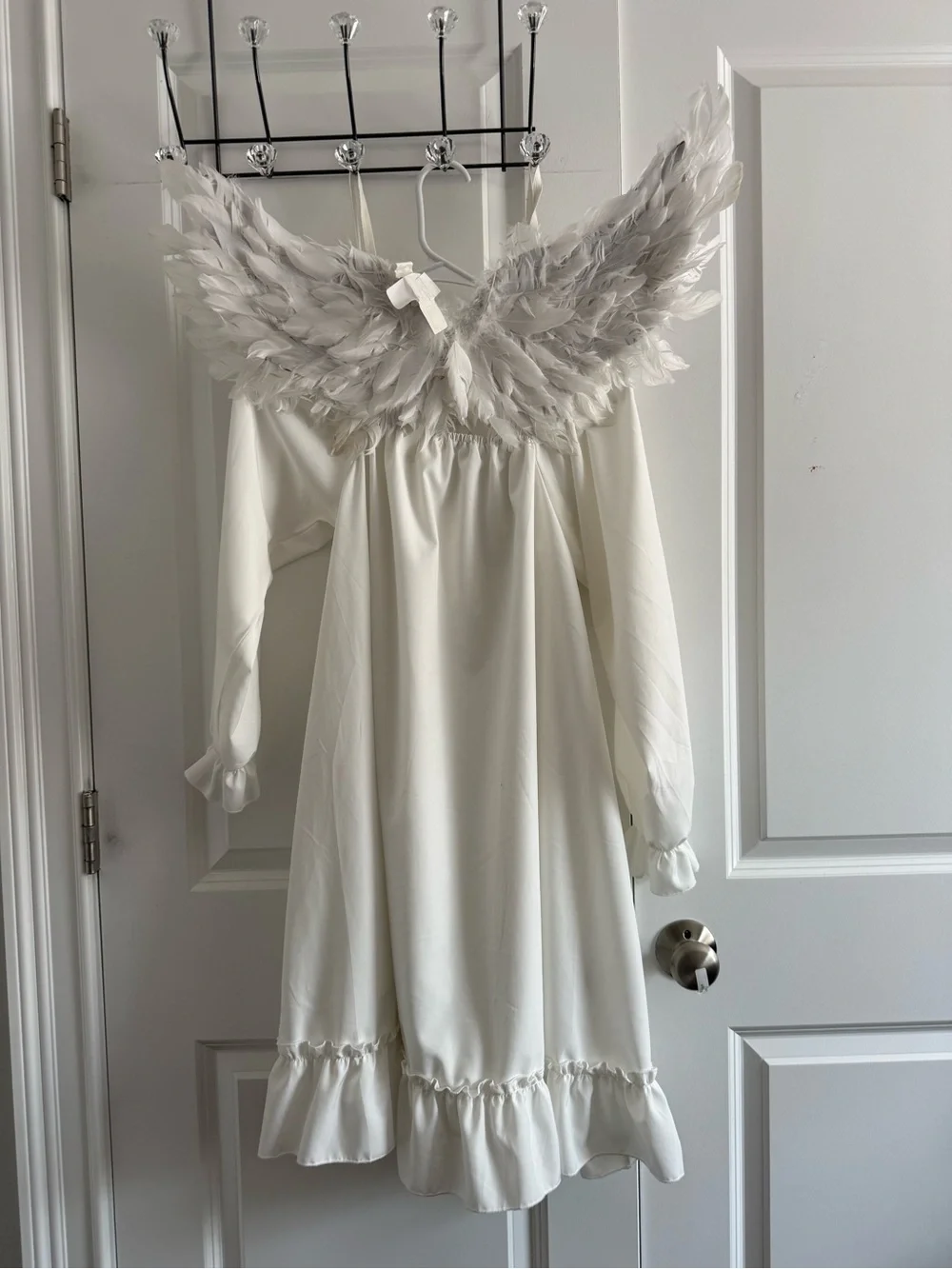 Cream Angel Girl's Costume Dress with Feather Wings